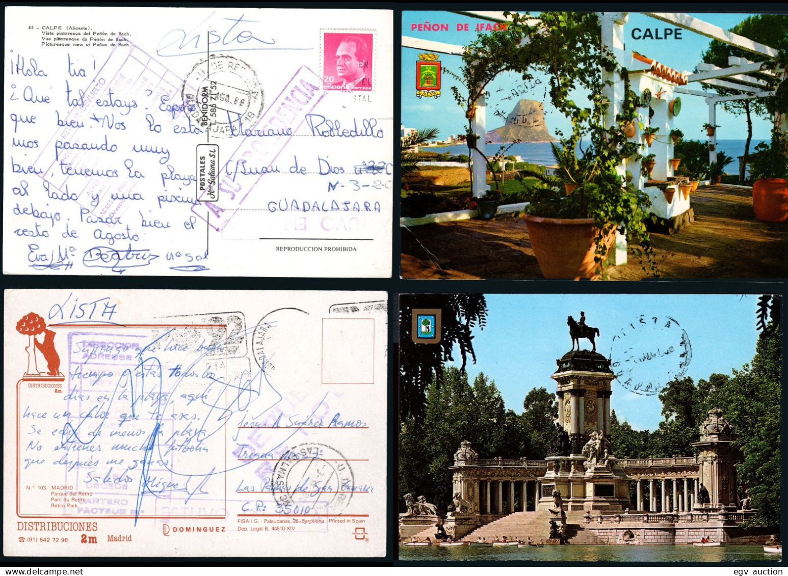 Guadalajara - 2 TP - 2 Postales Con Distintas Marcas De Incidencias - Storia Postale