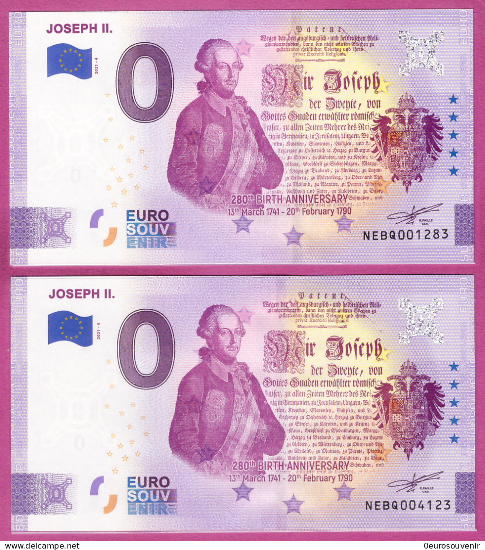 0-Euro NEBQ 2021-4 JOSEPH II. Set NORMAL+ANNIVERSARY - Privatentwürfe