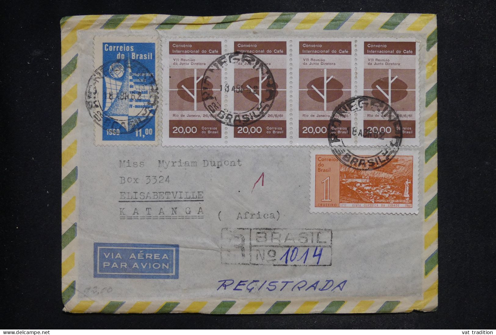 BRESIL - Enveloppe En Recommandé De Rio Negrinho Pour Le Katenga En 1962 - L 152010 - Cartas & Documentos
