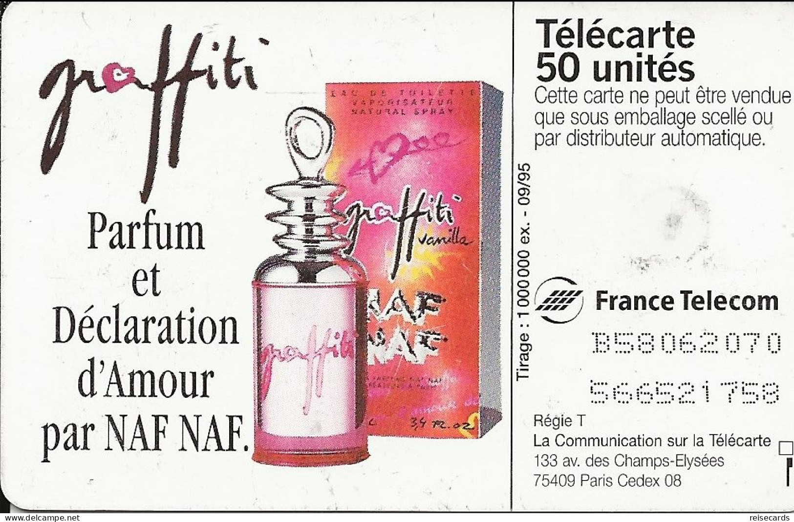 France: France Telecom 09/95 F588A NAF NAF Graffiti Parfum - 1995