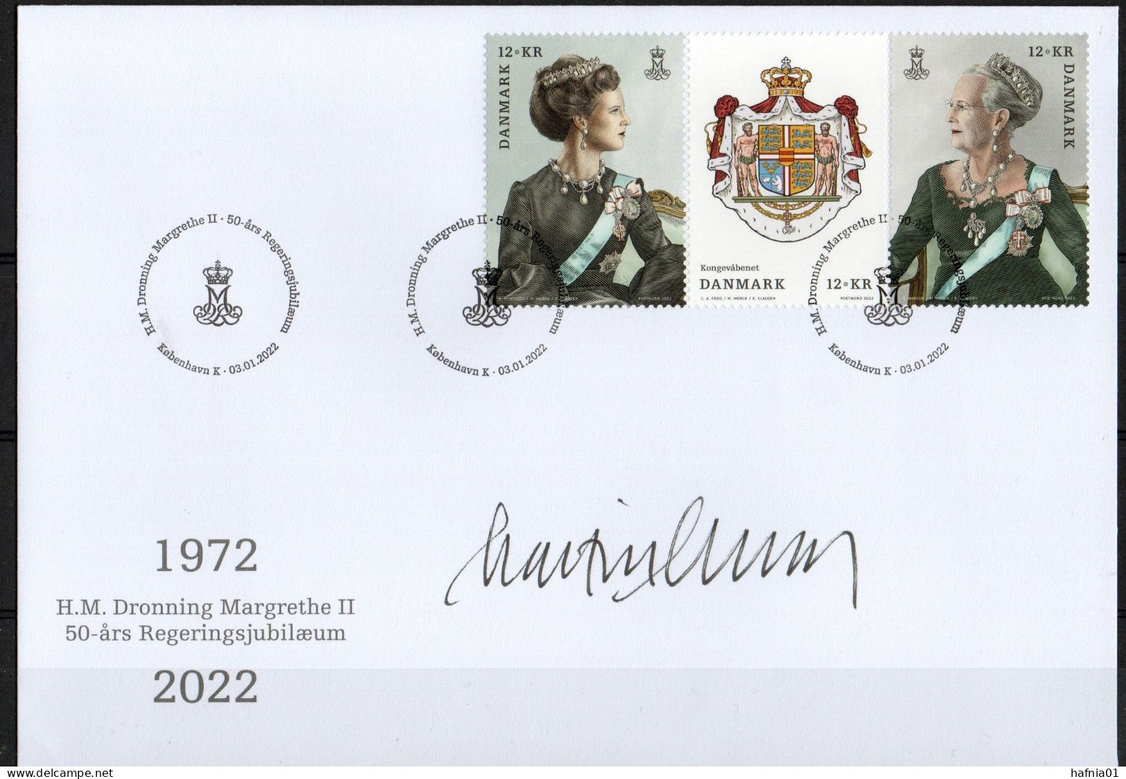 Martin Mörck. Denmark 2022. 50 Anniv Queen Margrethe II Government Anniversary. FDC. Signed. - FDC