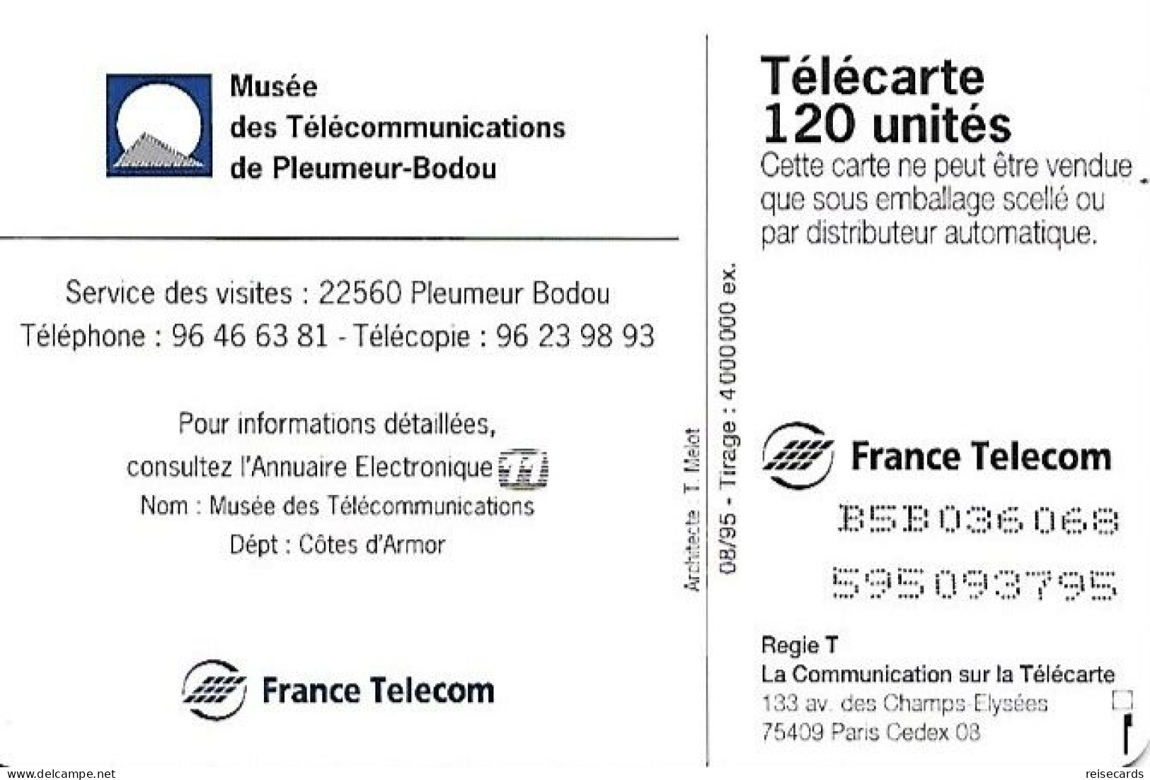 France: France Telecom 08/95 F585 Musée Des Télécommunications De Pleumeur-Bodou - 1995