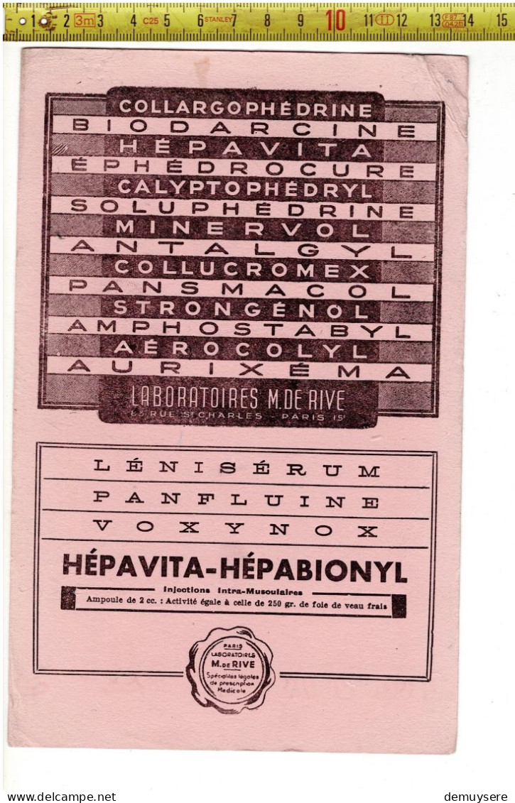 SOLDE 2026 ( BUVARD ? )  HEPAVITA HEPABIONYL - LABORATOIRES M. DE RIVE PARIS - Advertising