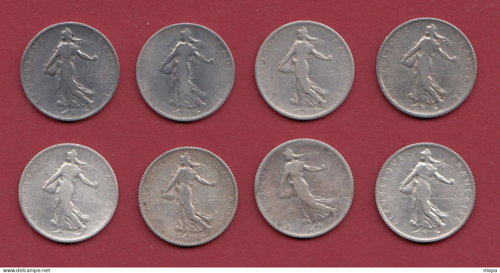 15 Pièces De 1 Franc "Semeuse" --Argent --1898-1901-02-04-05-09-10-12-13-14-16-17-18-19-20 Dans L 'état - 1 Franc