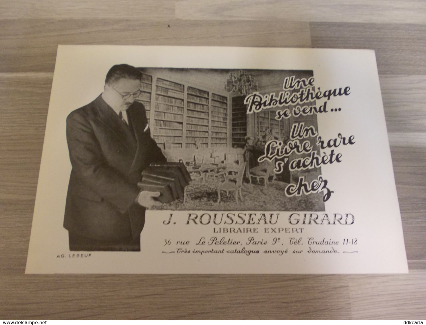 Reclame Advertentie Uit Oud Tijdschrift 1951 - J. Rousseau Girard - Libraire Experte - Pubblicitari