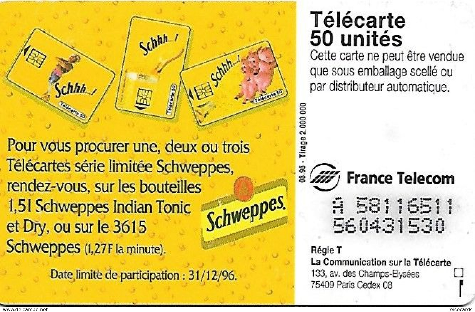 France: France Telecom 08/95 F580 Schweppes - 1995