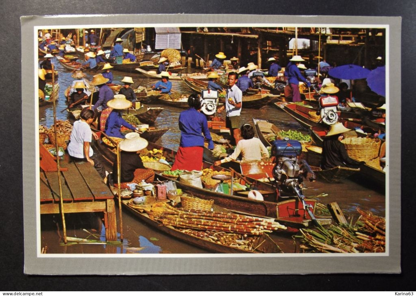 Thailand - Floating Market  Damnernsaduok In Rajchaburi - Boats - People - Food - Market - Used With Stamp / Timbres - Thaïland