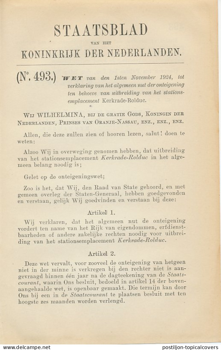 Staatsblad 1924 : Station Kerkrade - Rolduc - Documenti Storici