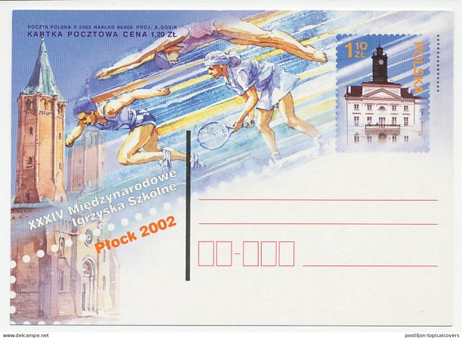 Postal Stationery Poland 2002 International School Games - Tennis - Athletics - Swimming - Sonstige & Ohne Zuordnung