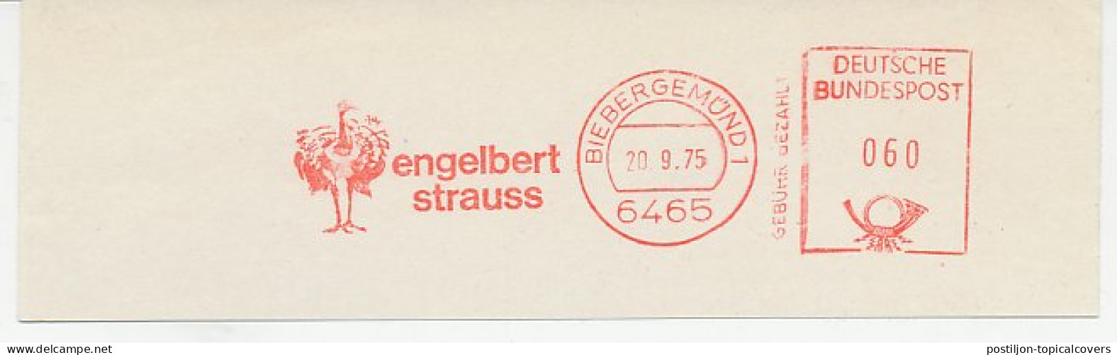 Meter Cut Germany 1975 Bird - Ostrich - Sonstige & Ohne Zuordnung