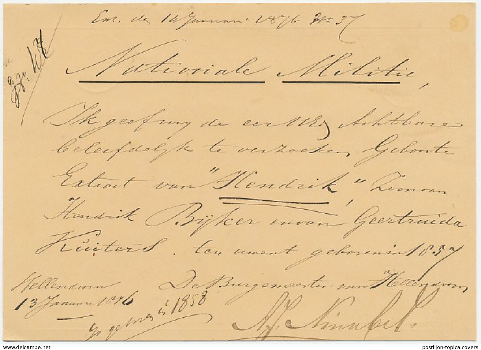 Naamstempel Hellendoorn 1876 - Storia Postale
