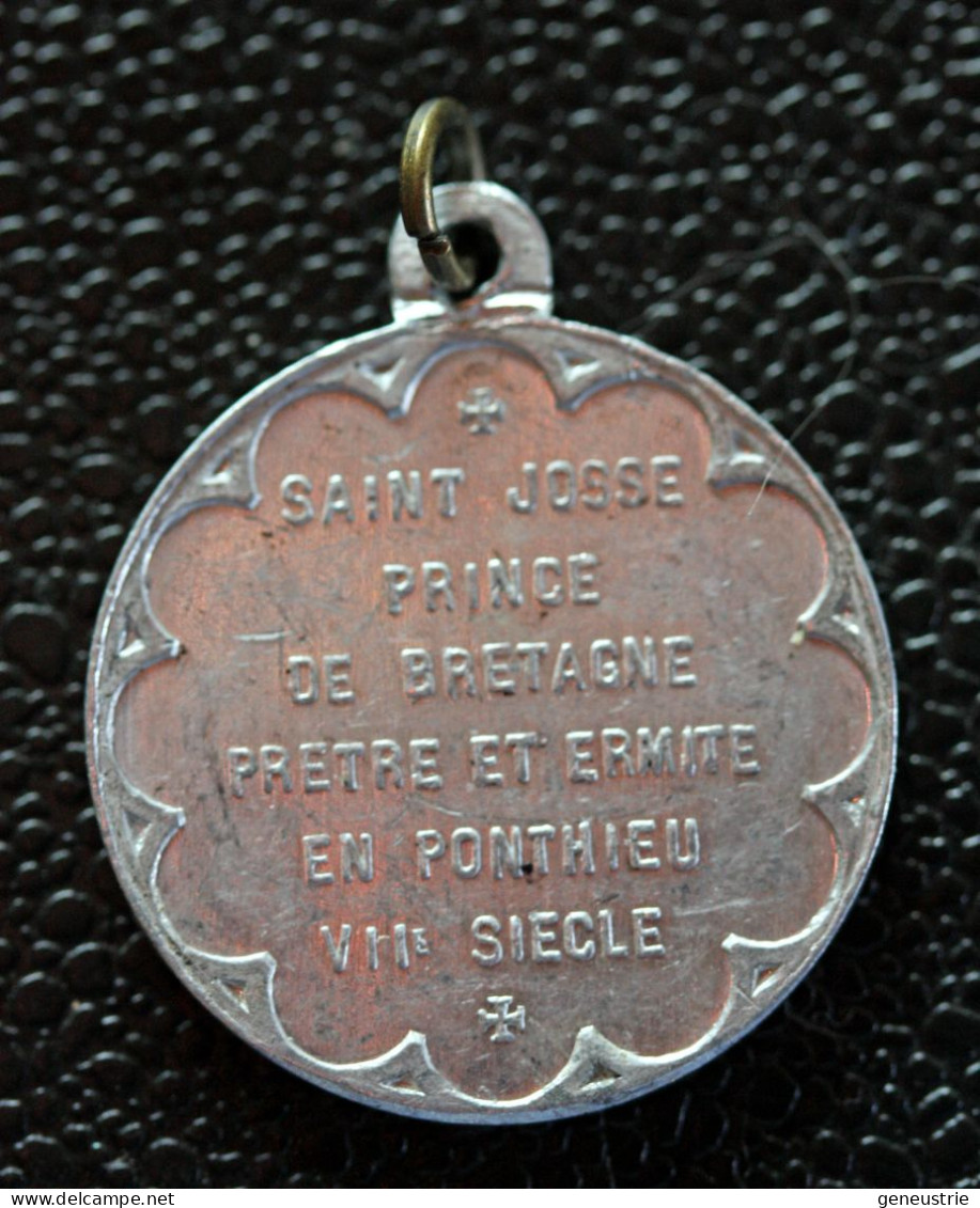 Pendentif Médaille Religieuse Début XXe "Saint Josse, Prince De Bretagne, Prètre Et Ermite En Ponthieu" Religious Medal - Religion & Esotericism