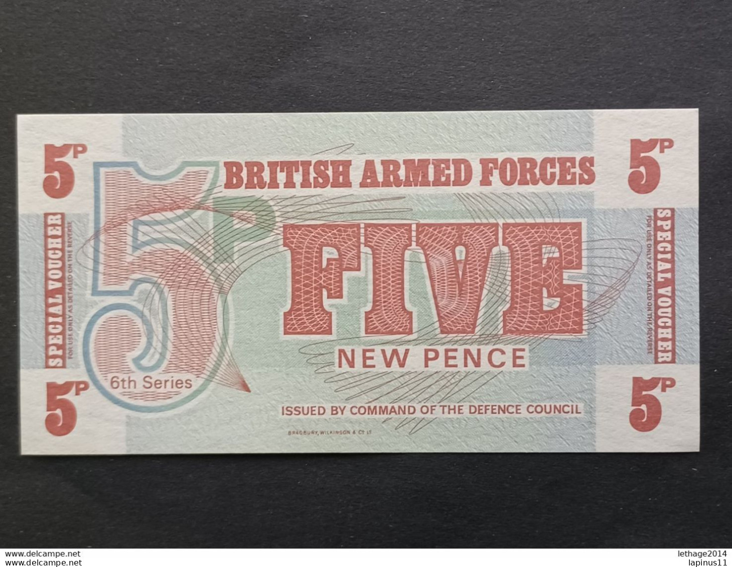BANKNOTE BRITISH ARMED FORCES 5 PENCE 1945 BRITISH OCCUPATION, GERMANY IN 1945 UNCIRCULATED - British Troepen & Speciale Documenten