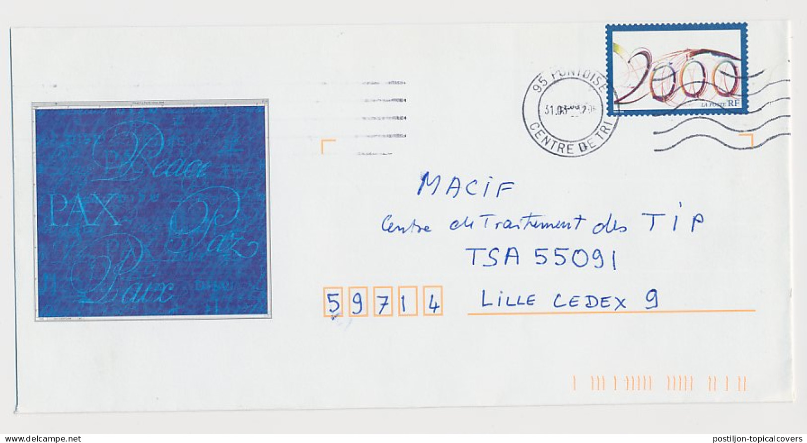 Postal Stationery France 2000 Peace - Ohne Zuordnung