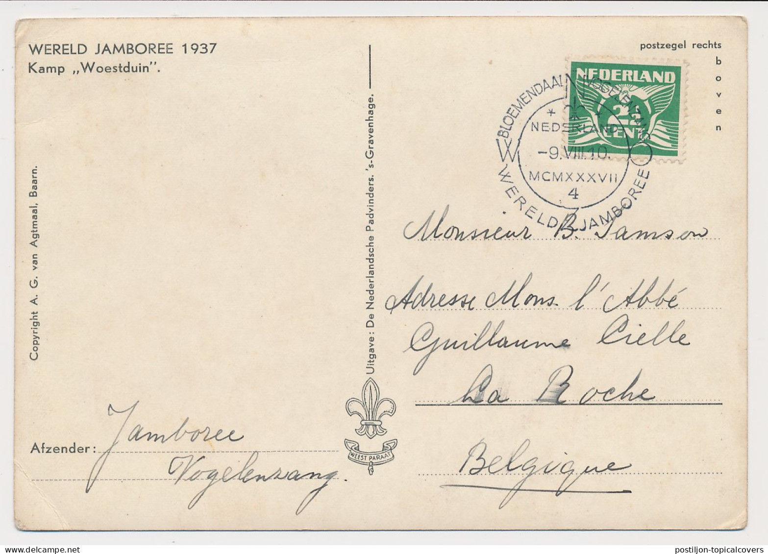 Picture Postcard / Postmark Netherlands 1937 World Jamboree Bloemendaal - Vogelenzang 1937 - Andere & Zonder Classificatie
