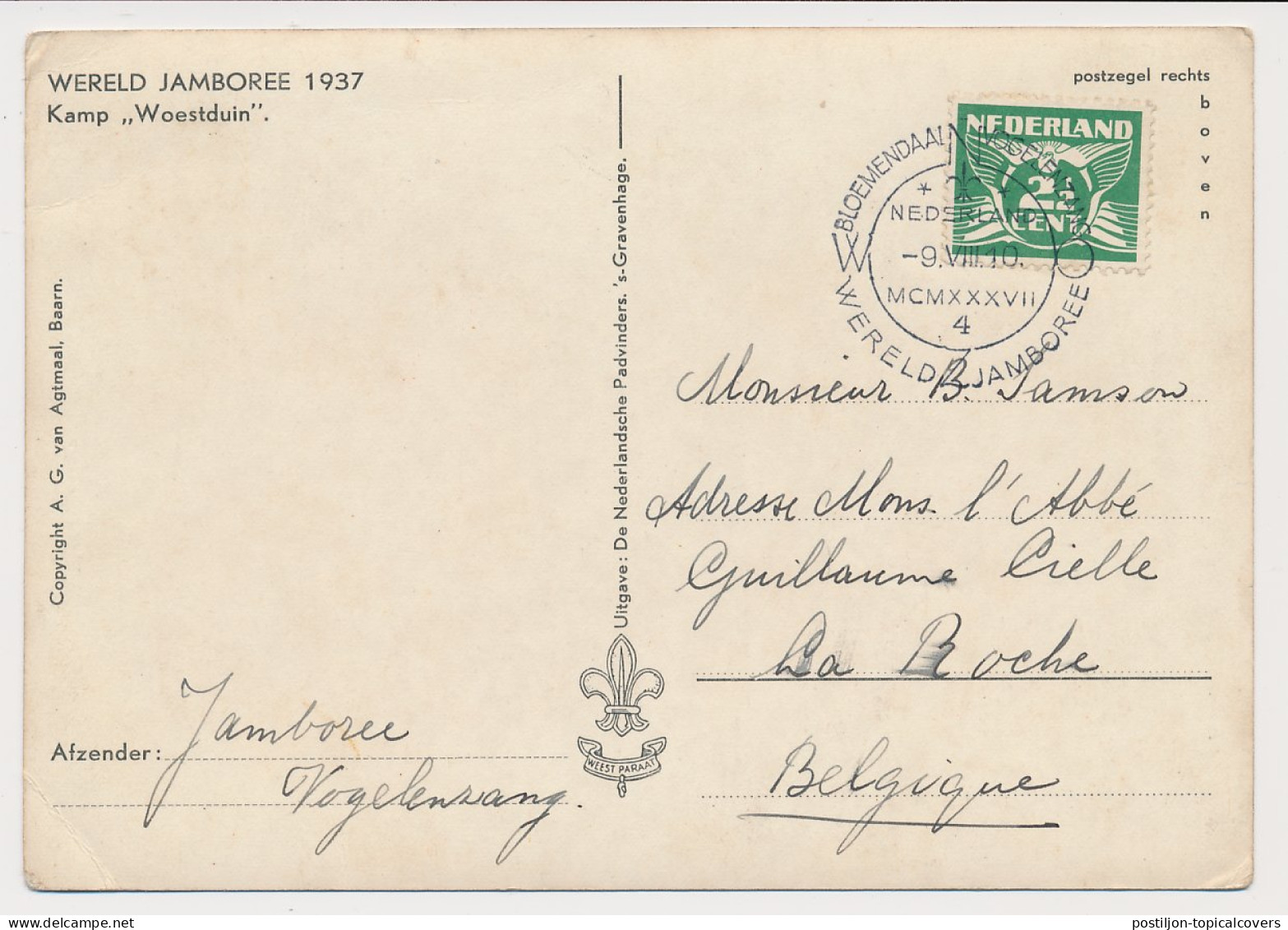 Picture Postcard / Postmark Netherlands 1937 World Jamboree Bloemendaal - Vogelenzang 1937 - Altri & Non Classificati