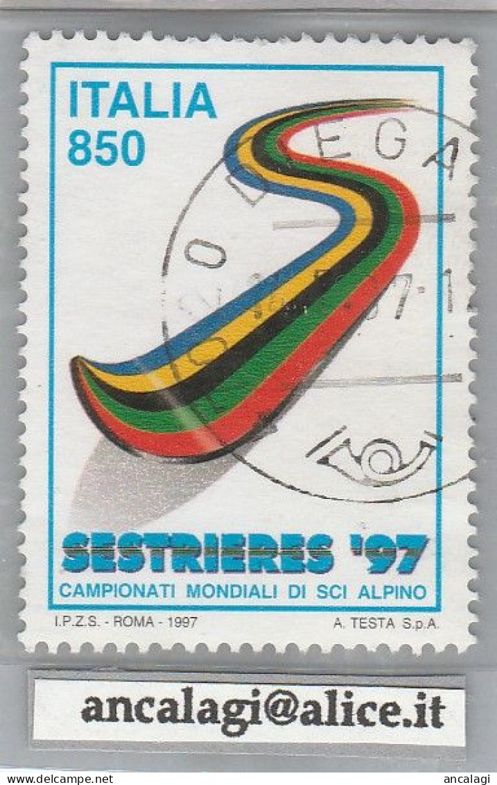 USATI ITALIA 1997 - Ref.0759 "CAMPIONATI DI SCI ALPINI: Sestrieres" 1 Val. - - 1991-00: Usados