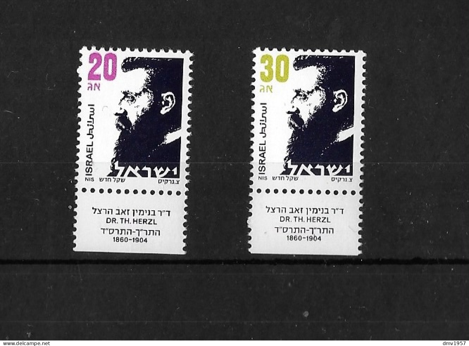 Israel 1986-1996 MNH Dr Theodoe Hwezi No Phosphor Band Sg 974a/975a - Unused Stamps (with Tabs)