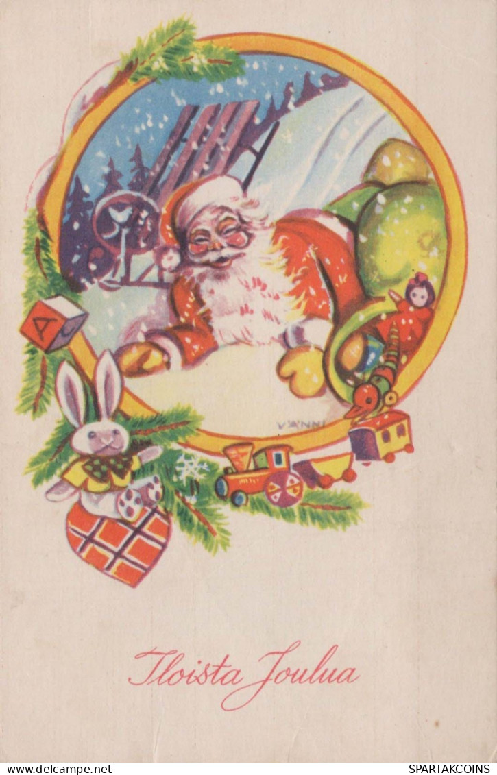 PAPÁ NOEL Feliz Año Navidad Vintage Tarjeta Postal CPSMPF #PKG288.ES - Santa Claus