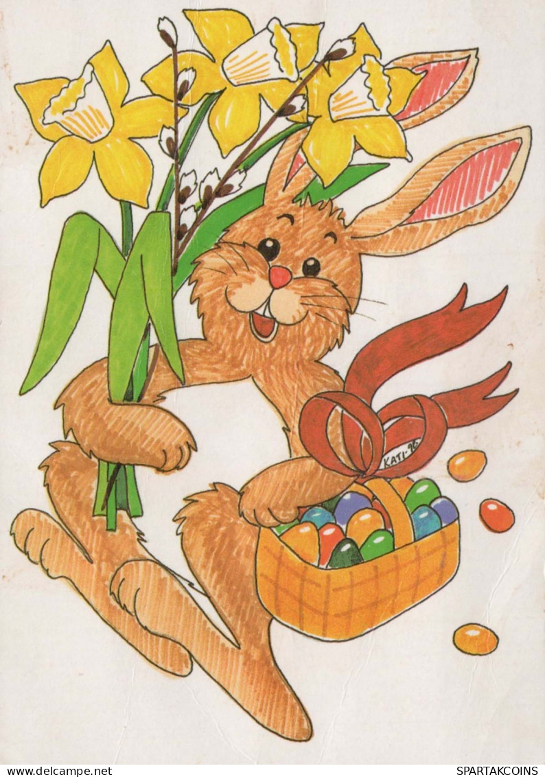 PASCUA CONEJO HUEVO Vintage Tarjeta Postal CPSM #PBO486.ES - Easter