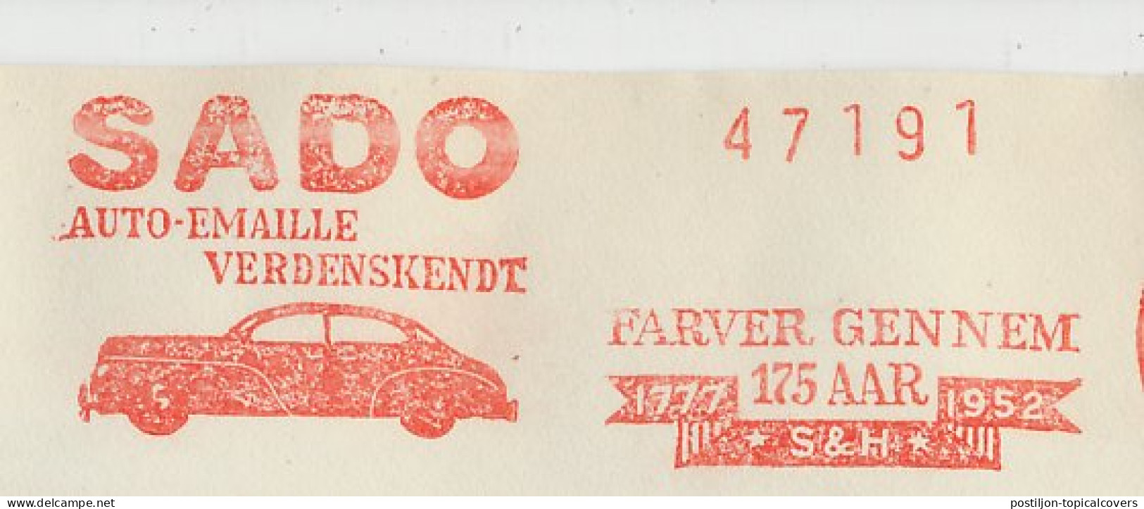 Meter Cover Denmark 1952 Car Enamel - Sado - Autos