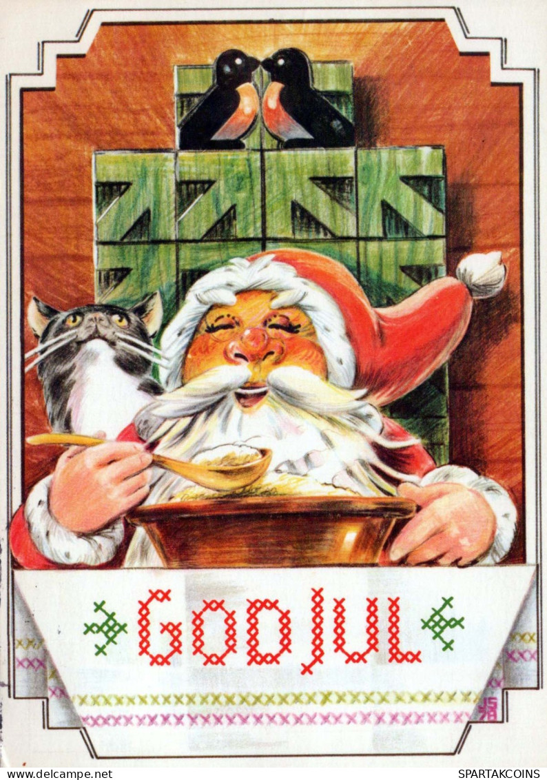 PAPÁ NOEL Feliz Año Navidad Vintage Tarjeta Postal CPSM #PAU480.ES - Santa Claus