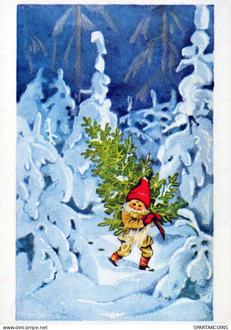 PAPÁ NOEL Feliz Año Navidad Vintage Tarjeta Postal CPSM #PAU611.ES - Santa Claus