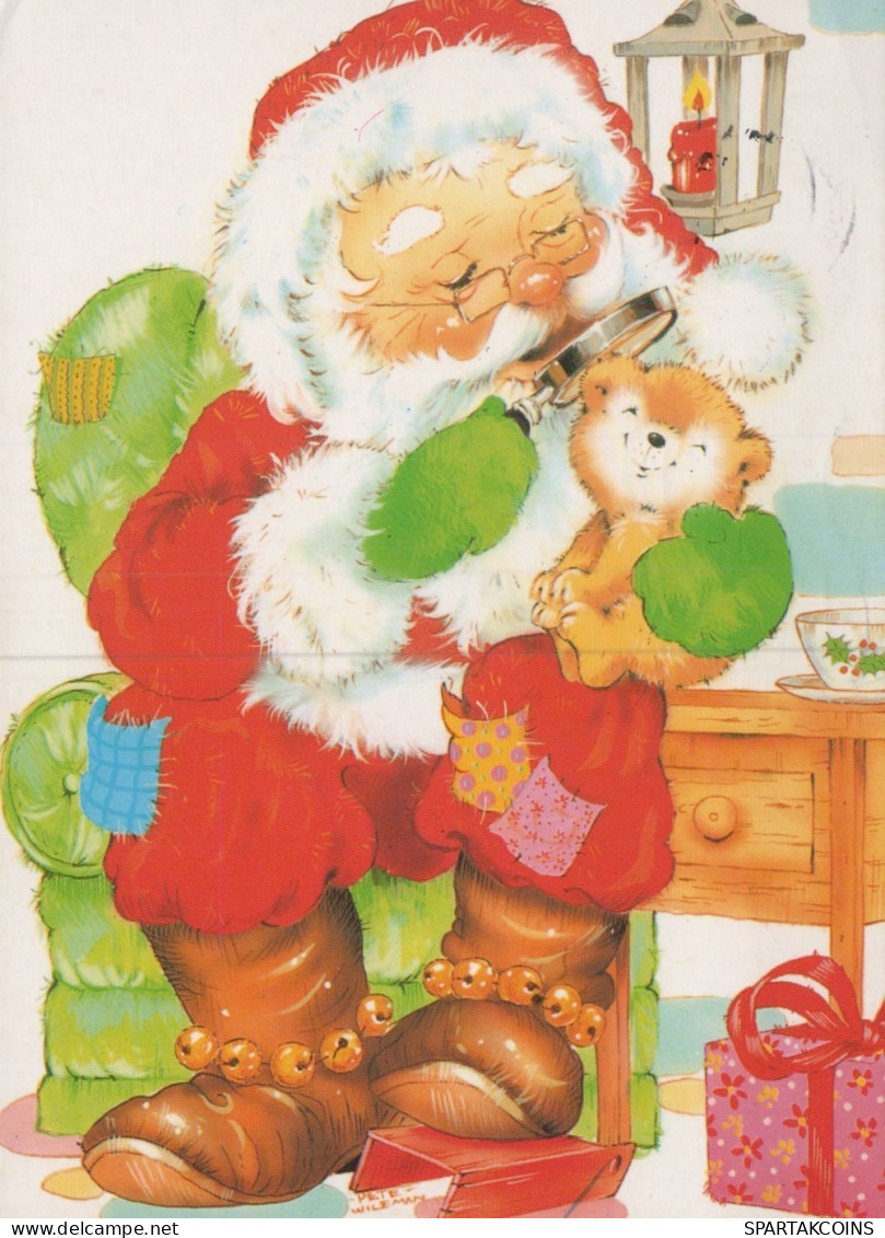 PAPÁ NOEL Animales NAVIDAD Fiesta Vintage Tarjeta Postal CPSM #PAK651.ES - Santa Claus