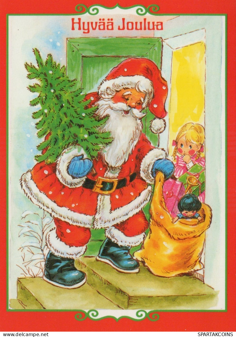 PAPÁ NOEL NIÑO NAVIDAD Fiesta Vintage Tarjeta Postal CPSM #PAK309.ES - Santa Claus