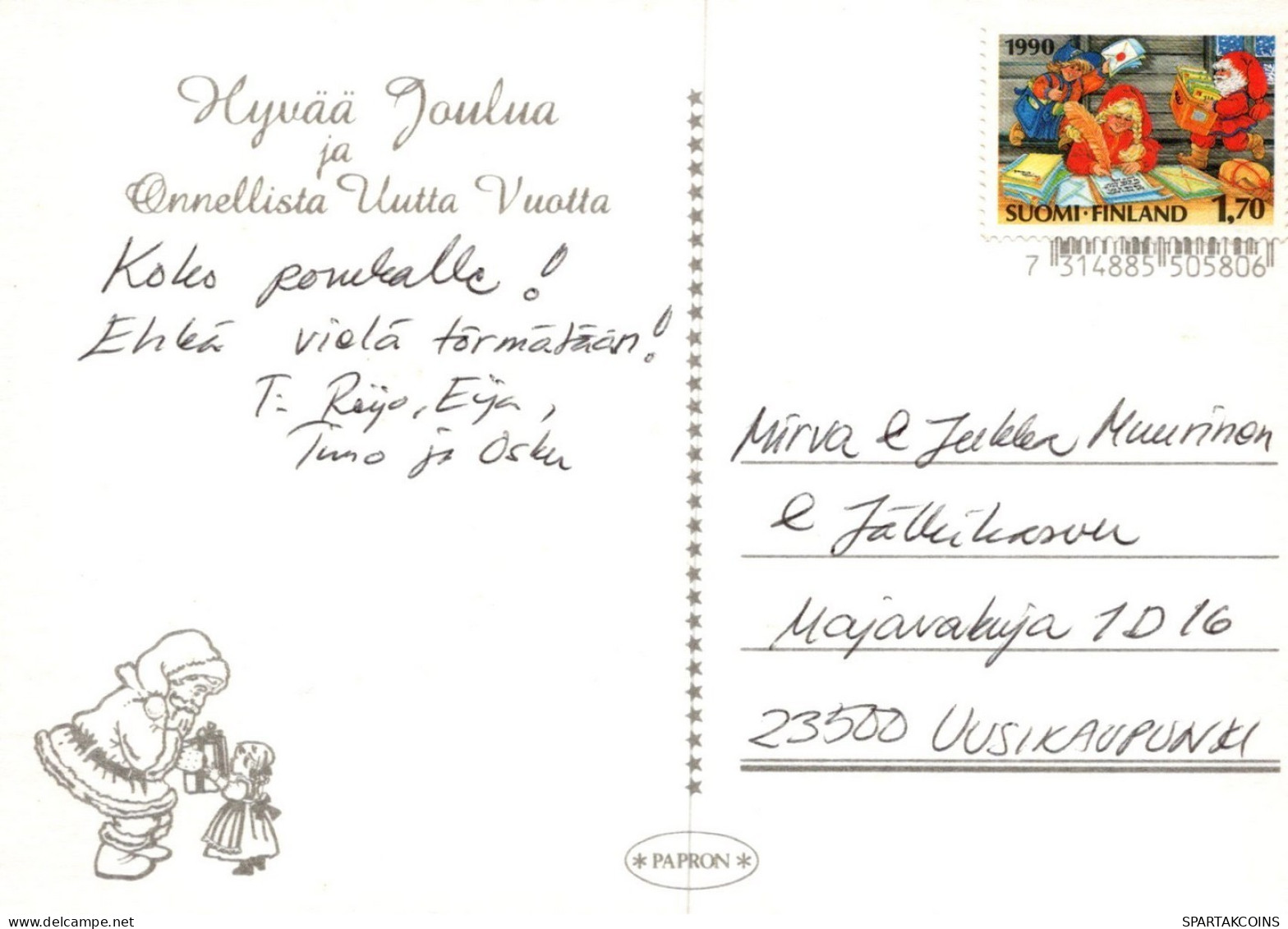 PAPÁ NOEL NIÑO NAVIDAD Fiesta Vintage Tarjeta Postal CPSM #PAK309.ES - Santa Claus