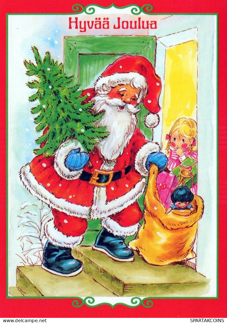 PAPÁ NOEL NIÑO NAVIDAD Fiesta Vintage Tarjeta Postal CPSM #PAK309.ES - Santa Claus