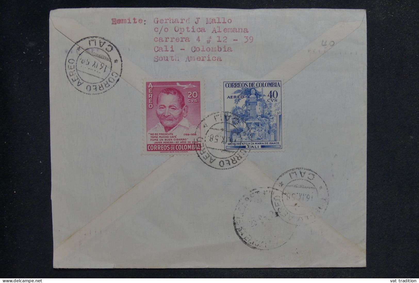 COLOMBIE - Enveloppe En Recommandé De Cali Pour Le Congo Belge En 1958 - L 152014 - Colombia