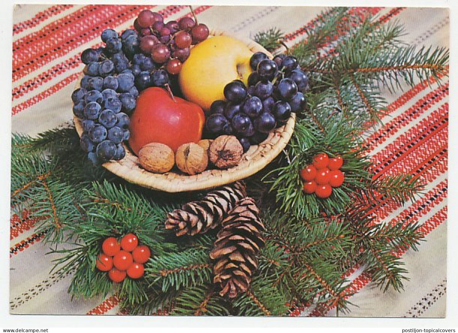 Postal Stationery Hungary Apple - Grape - Walnut - Fruits
