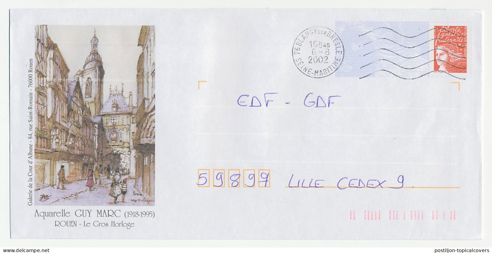 Postal Stationery / PAP France 2002 Aquarell / Watercolor - Guy Marc - Rouen - Altri & Non Classificati