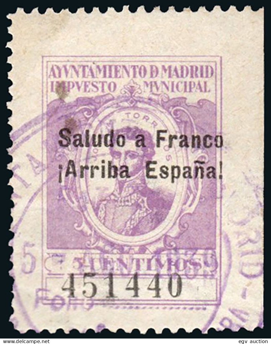 Madrid - Guerra Civil - Em. Local Nacional - Allepuz O 1 - Sobrecargado - Republikeinse Uitgaven