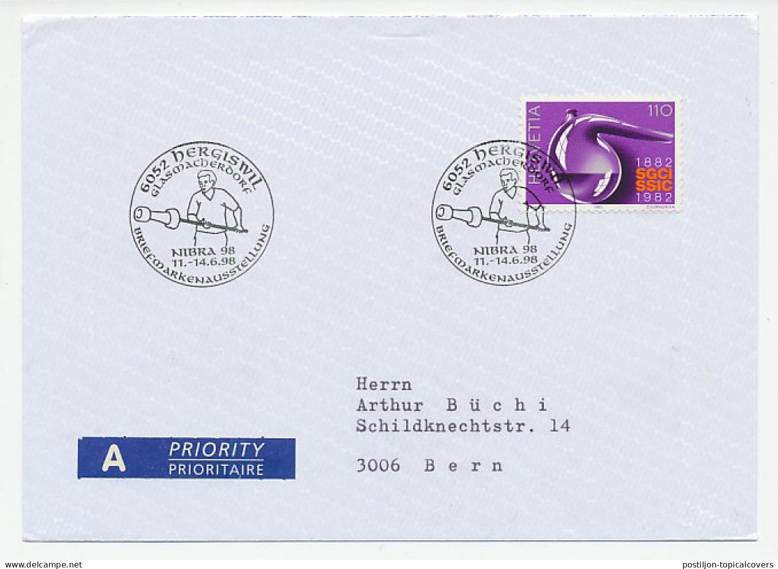 Cover / Postmark Switzerland 1998 Glass Blowing - Sonstige & Ohne Zuordnung