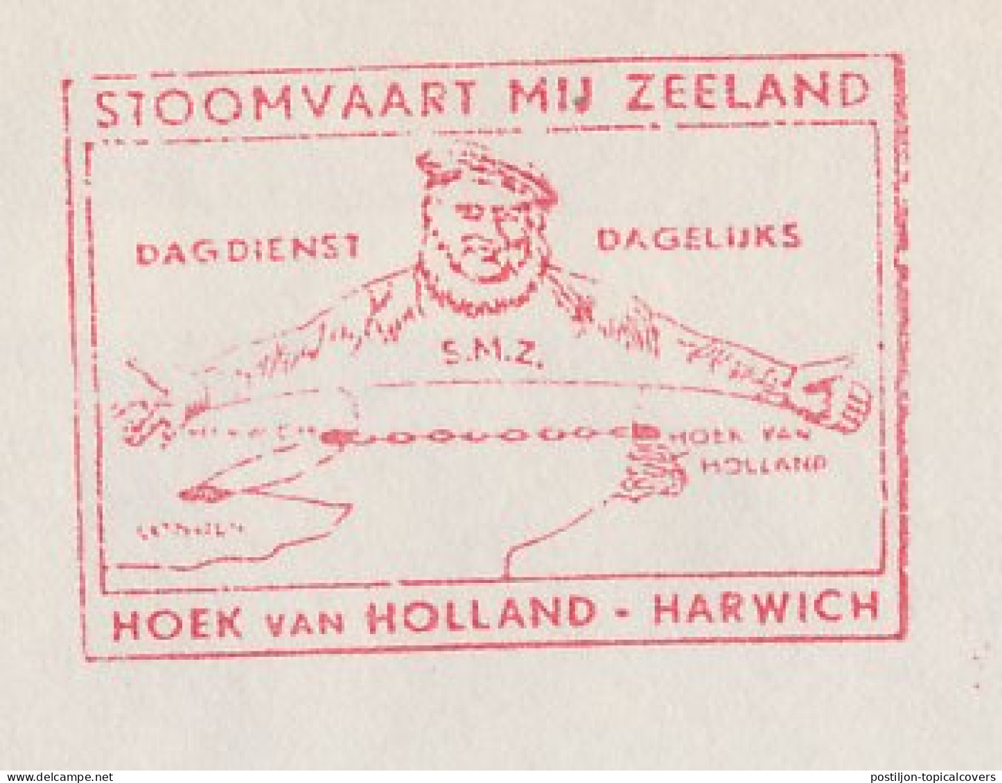 Meter Cover Netherlands 1959 SMZ - Steamship Company Zeeland - Hoek Van Holland - Harwich - Bateaux