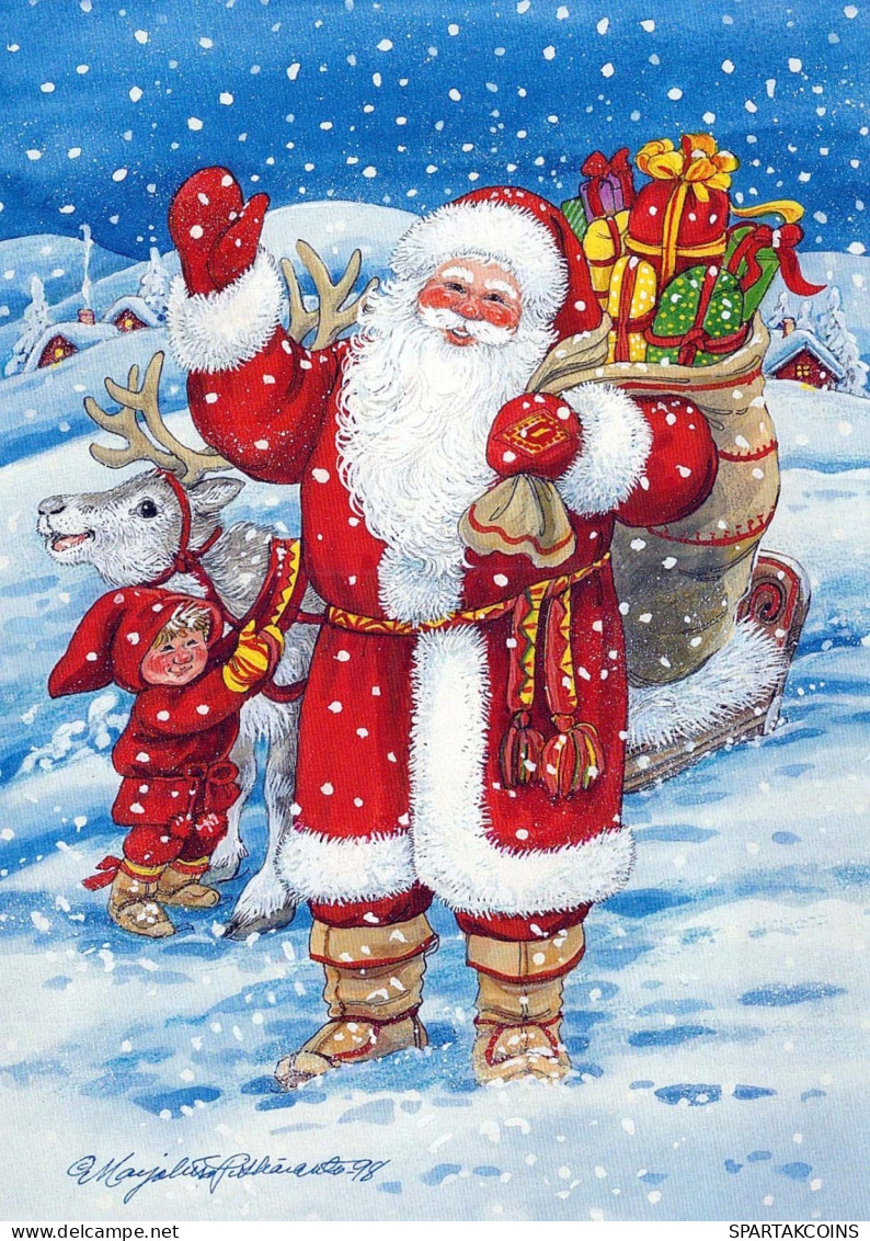 PÈRE NOËL Bonne Année Noël Vintage Carte Postale CPSM #PBL312.FR - Santa Claus