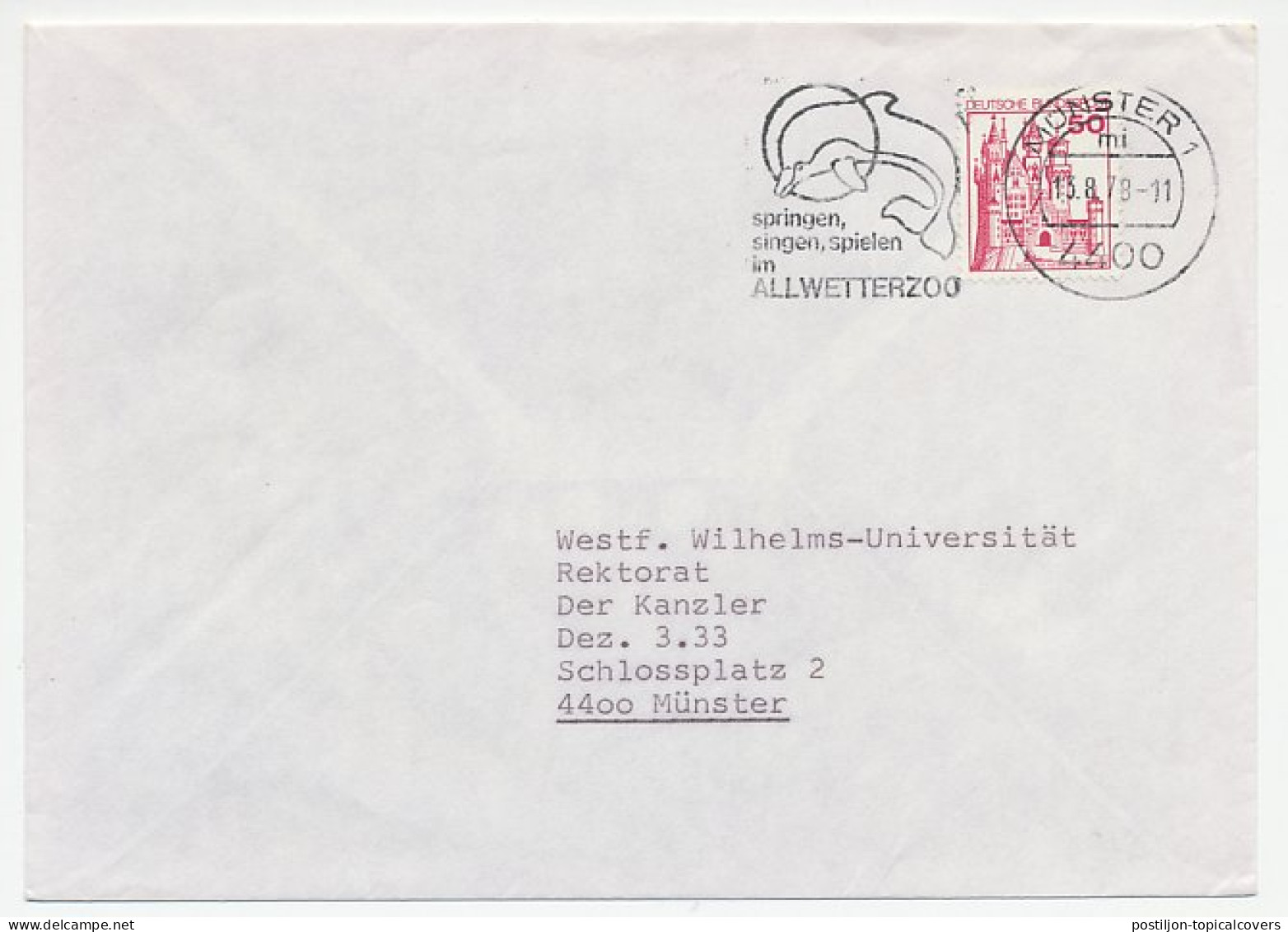 Cover / Postmark Germany 1978 Dolphin - Zoo Munster - Other & Unclassified