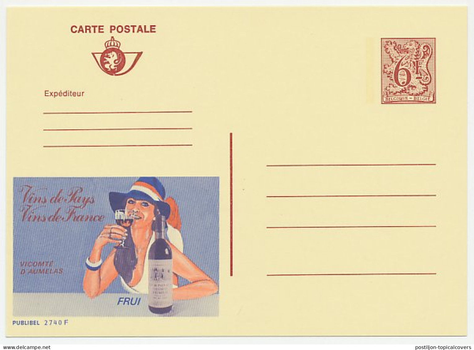 Publibel - Postal Stationery Belgium 1978 Wine - Wines & Alcohols
