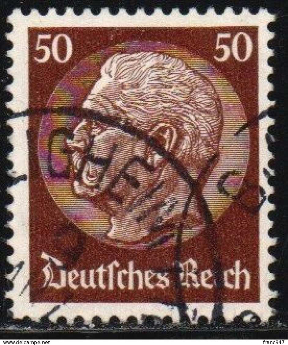 GERMANIA - 1932 Hindenburg 50p Castano - Unificato 457 USATO - Used Stamps