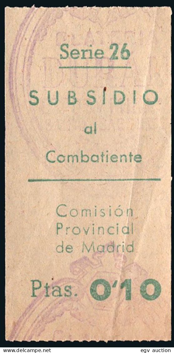 Madrid - Guerra Civil - Em. Local Nacional - Allepuz * 10 - "10 Cts. Subsidio Al Combatiente" - Emissions Républicaines