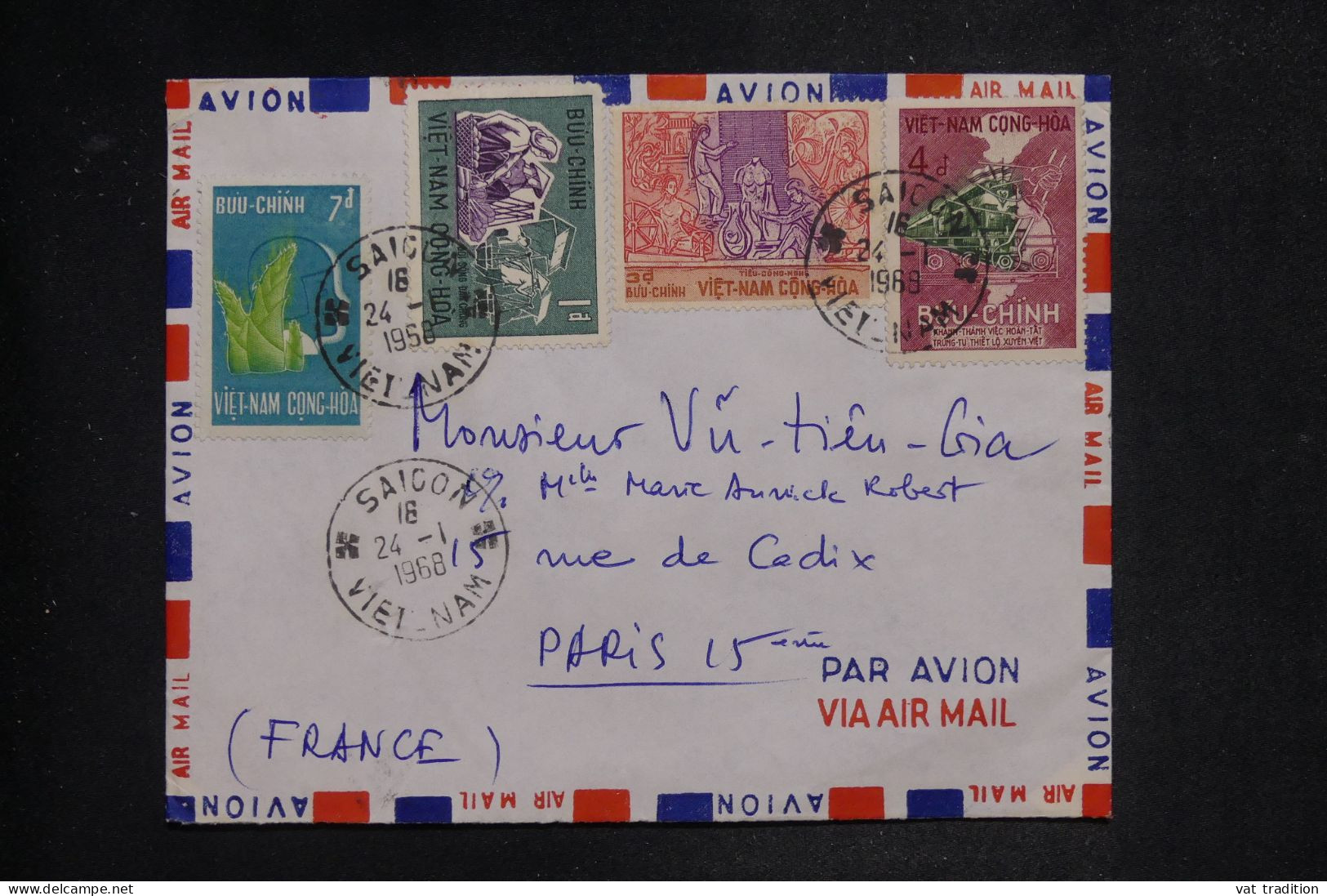 VIETNAM - Enveloppe De Saigon Pour Paris En 1968 - L 152016 - Vietnam