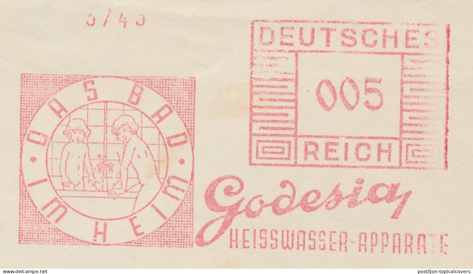 Illustrated Meter Cover Deutsches Reich / Germany 1936 Bathroom - Telephone - Other & Unclassified