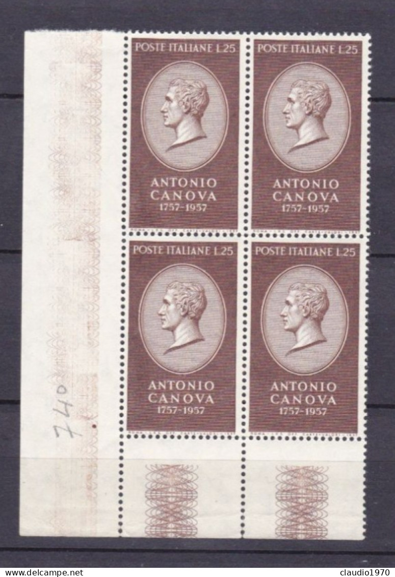 ITALIA - REPUBBLICA  - QUARTINA - 25 L. - Ritratto Di Canova Entro Un Ovale (22) - 1946-60: Mint/hinged