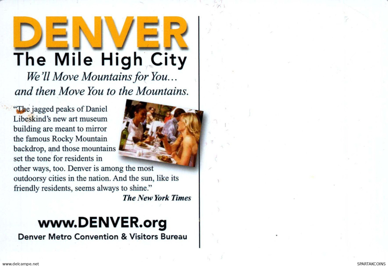 USA DENVER The Mile High City LENTICULAR 3D Vintage Carte Postale CPSM #PAZ180.FR - Denver