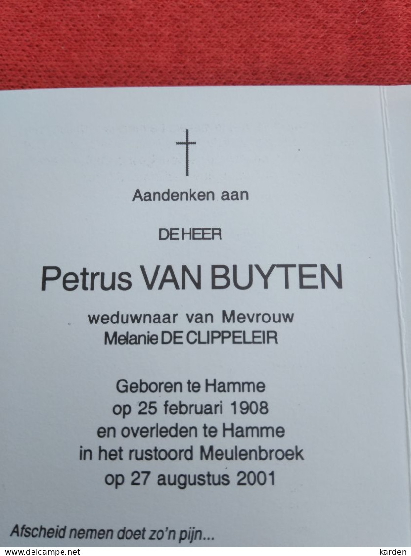 Doodsprentje Petrus Van Buyten / Hamme 25/2/1908 - 27/8/2001 ( Melanie De Clippeleir ) - Religione & Esoterismo