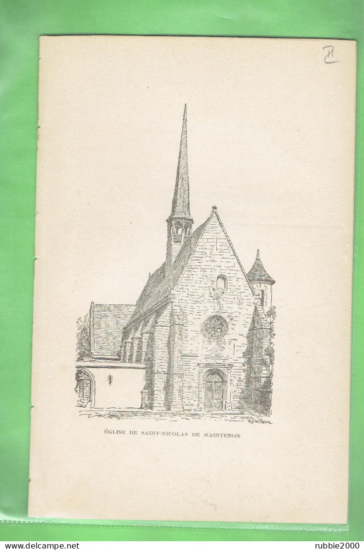 EGLISE DE SAINT NICOLAS DE MAINTENON PAR L ABBE METAIS VERS 1900 EURE ET LOIR - Centre - Val De Loire