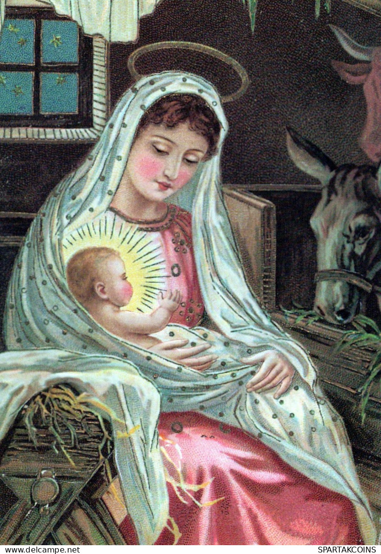 Vergine Maria Madonna Gesù Bambino Natale Religione Vintage Cartolina CPSM #PBP937.IT - Vierge Marie & Madones