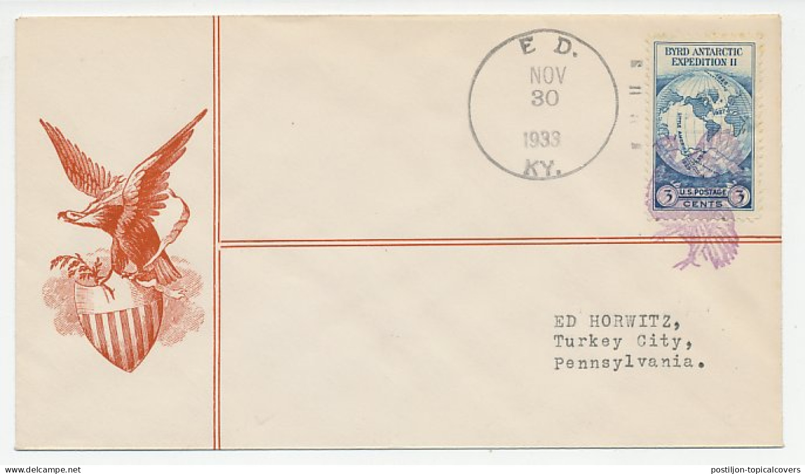 Cover / Postmark USA 1933 Fancy Cancel 1933 - Turkey  - Farm
